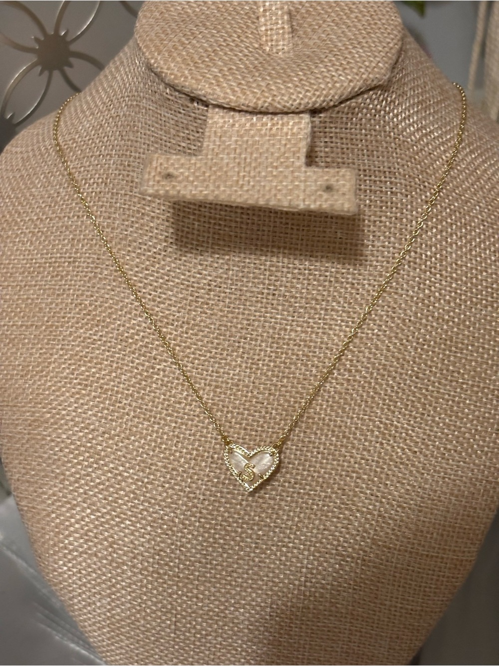 Kendra Scott Gold Heart Necklace with Initial S